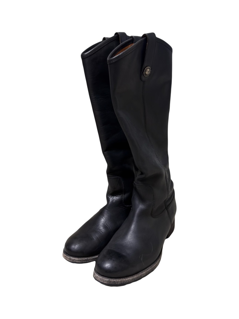 Frye Melissa Black Leather Knee High Riding Boots